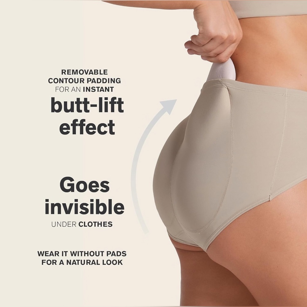 NWT LEONISA Brazilian Butt Lift Shape-wear Nude Padded Panties Size: Medium - Picture 4 of 6